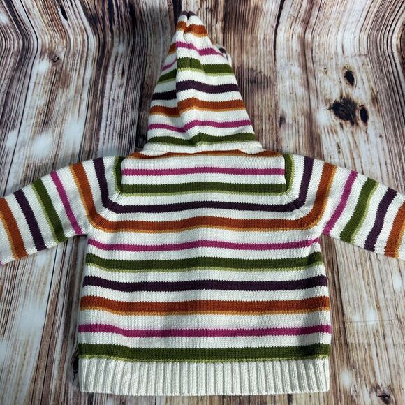 Gymboree Baby Girls Size 6-12M Mos Hooded Stripe Cardigan Sweater Top Infants - Picture 4 of 8